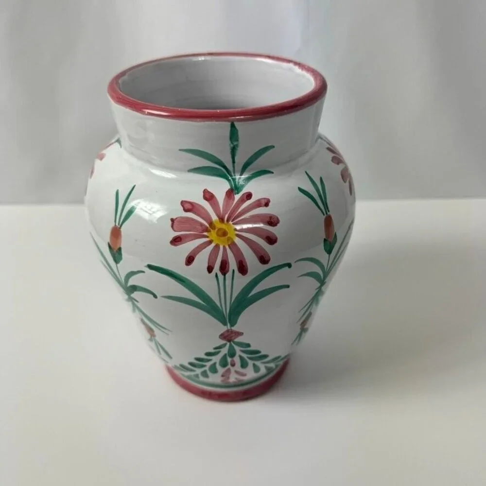 Ethan Allen Home Collection Floral Vase Made in Italy Cottage Farmhouse 8